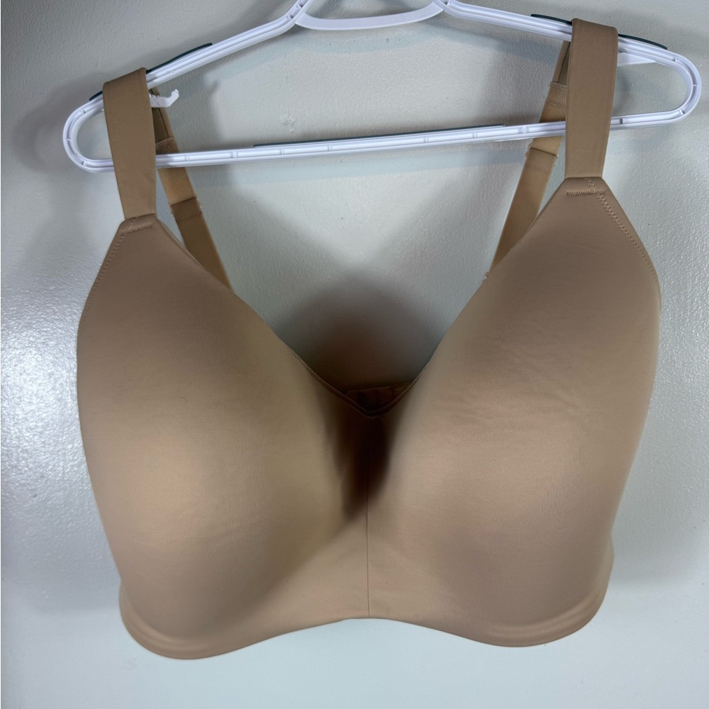 Auden Bra Beige Size 44DDD Lightly Lined Wireless Adjustable Straps Excellent